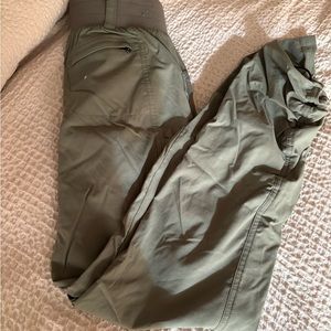 Army green cargo style joggers with scrunch bottom